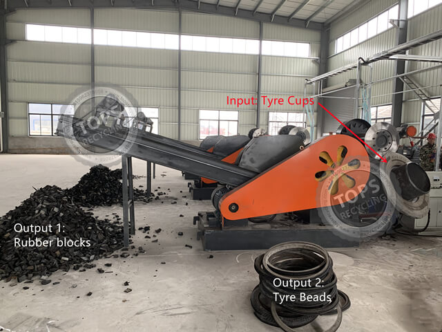 Máquina de corte automática de resíduos de pneus para blocos de borracha